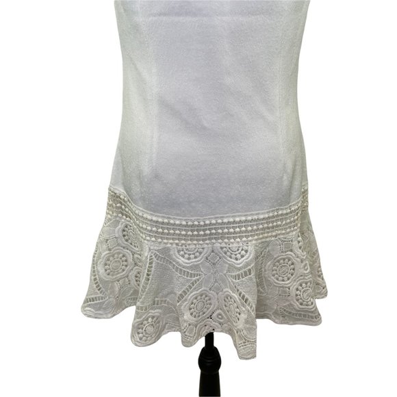 ENGLISH FACTORY WHITE LACE SLEEVELESS A LINE MINI DRESS MEDIUM - Picture 11 of 13